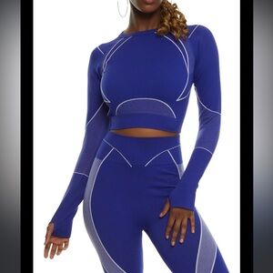 Kimberly C purple athletic tracksuit bodycon set long sleeve top size small